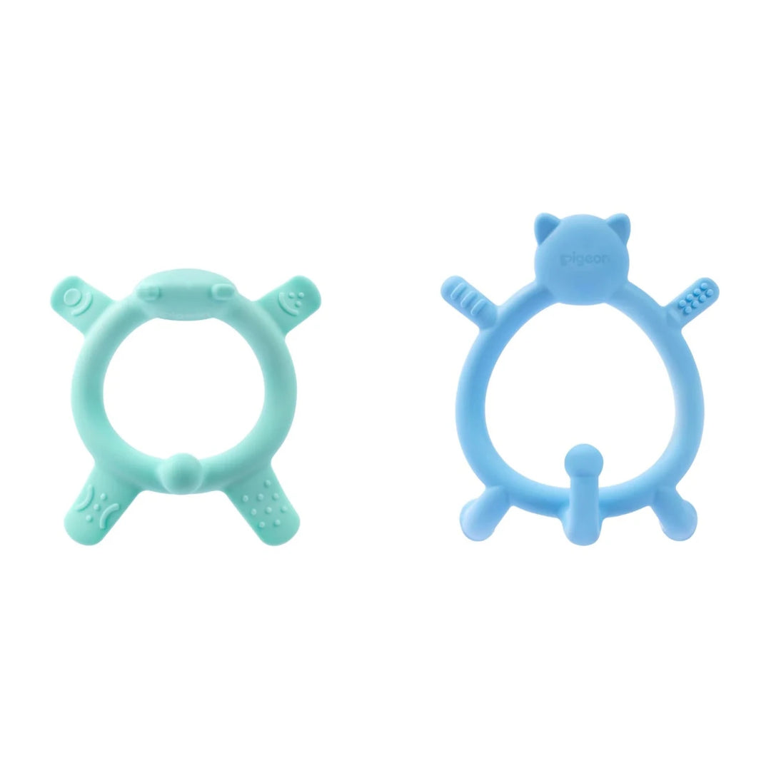 Pigeon Silicone Teether Set Blue + Green - Image 1