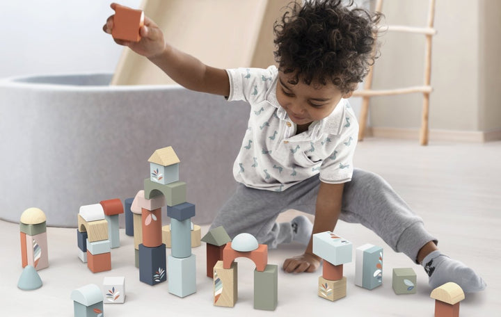 Speedy Monkey Speedy Monkey - Building Blocks – 50 - Piece Wooden Set Baby Activity Toys