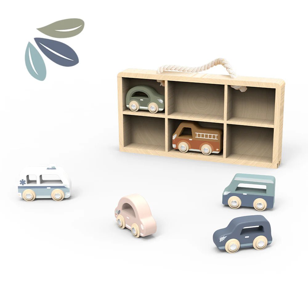 Speedy Monkey Car Display case w/ 6 vehicles Baby Activity Toys - Image 2