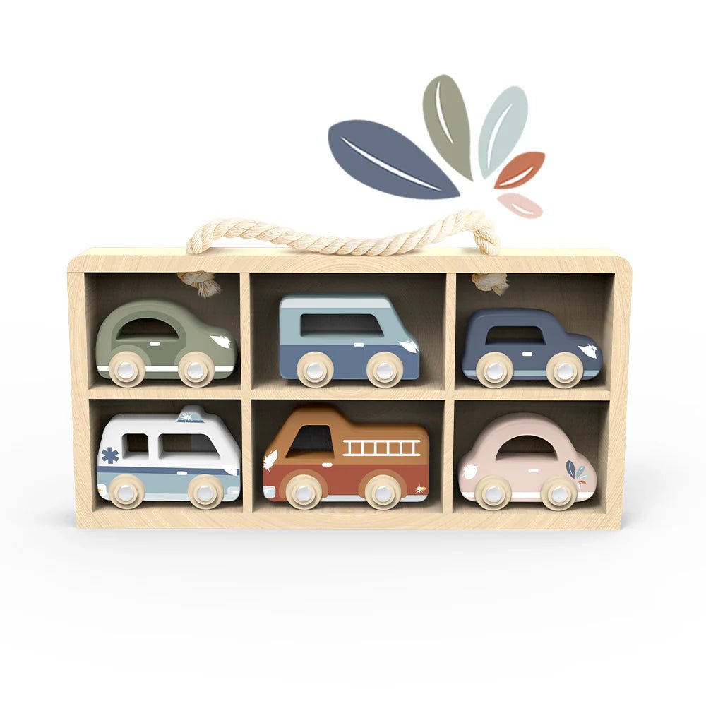 Speedy Monkey Car Display case w/ 6 vehicles Baby Activity Toys - Image 1