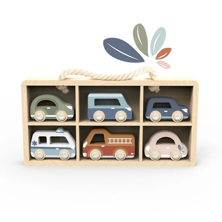 Speedy Monkey Car Display case w/ 6 vehicles Baby Activity Toys - Image 1