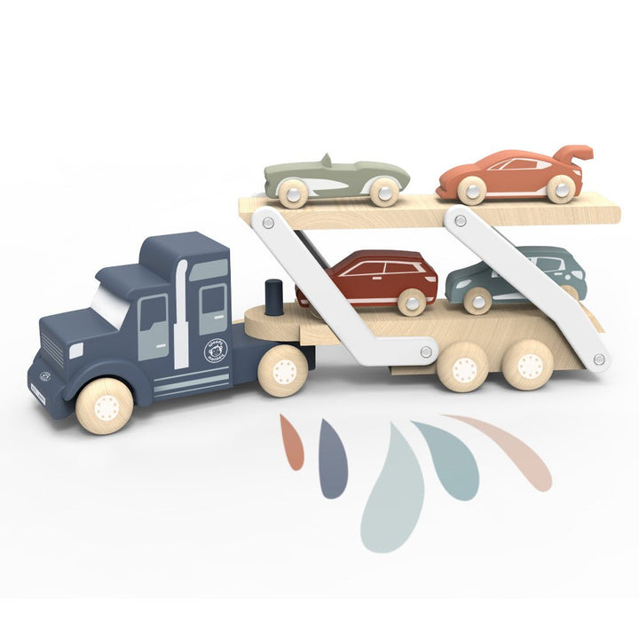 Speedy Monkey Speedy Monkey - Car Transporter Wooden Truck with Cars Baby Activity Toys