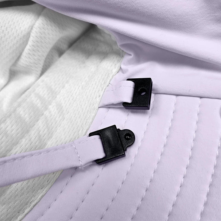 Stonz Explorer Hat 2026 Purple Haze -  Close-up of a white martial arts uniform with black belt loops.