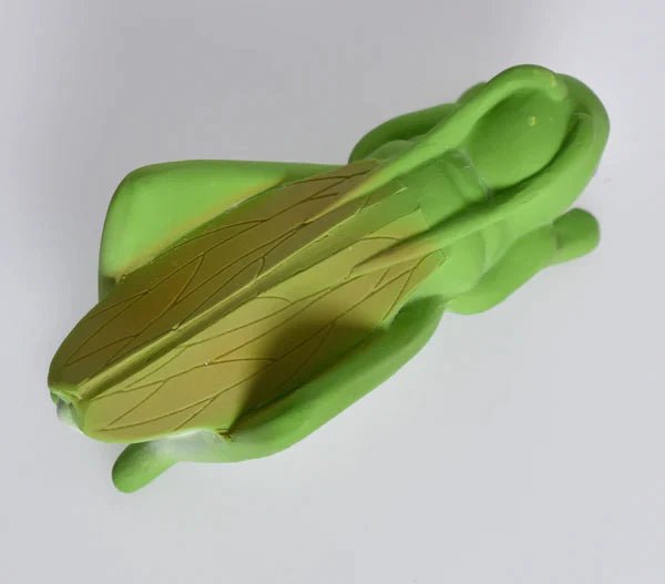 tikiri Grasshopper Natural Rubber Teether, Rattle & Bath Toy