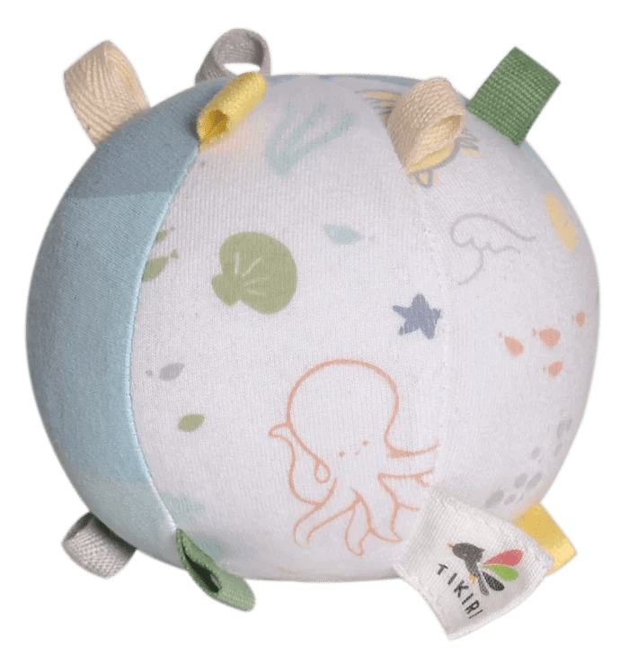 tikiri Tikiri - Ocean Organic Activity Ball with Rattle Baby Activity Toys