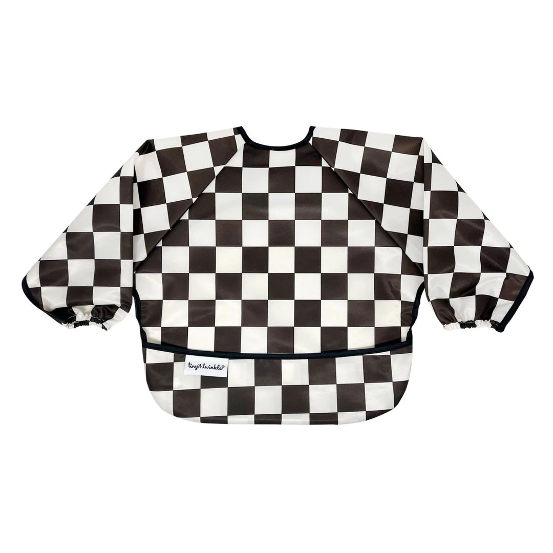 Tiny Twinkle Mess - proof Full Sleeve Bib 6 - 24M Black Checkers - Image 15