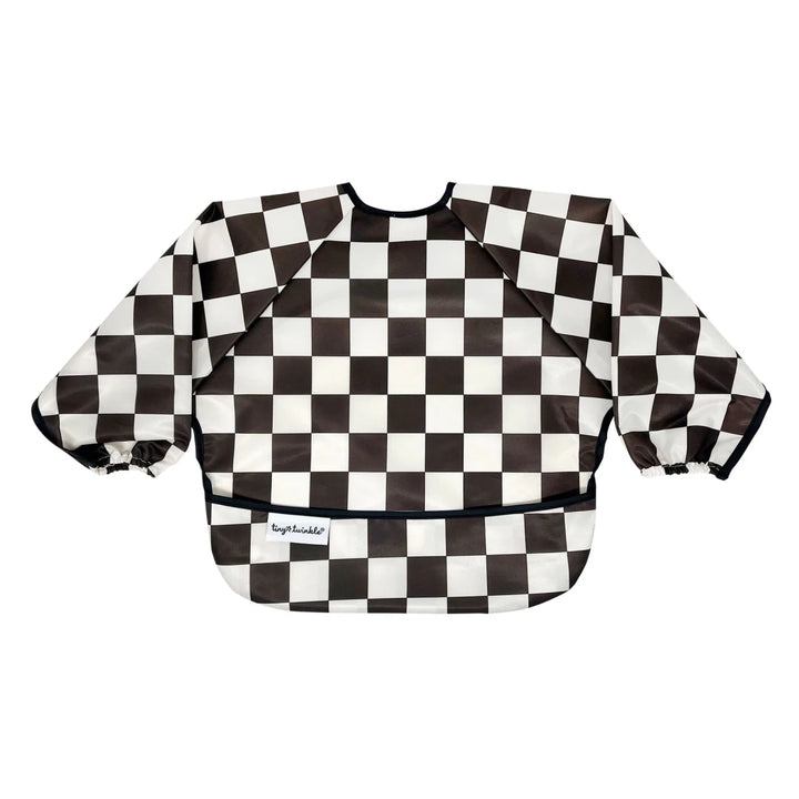 Tiny Twinkle Mess - proof Full Sleeve Bib 6 - 24M Black Checkers - Image 15