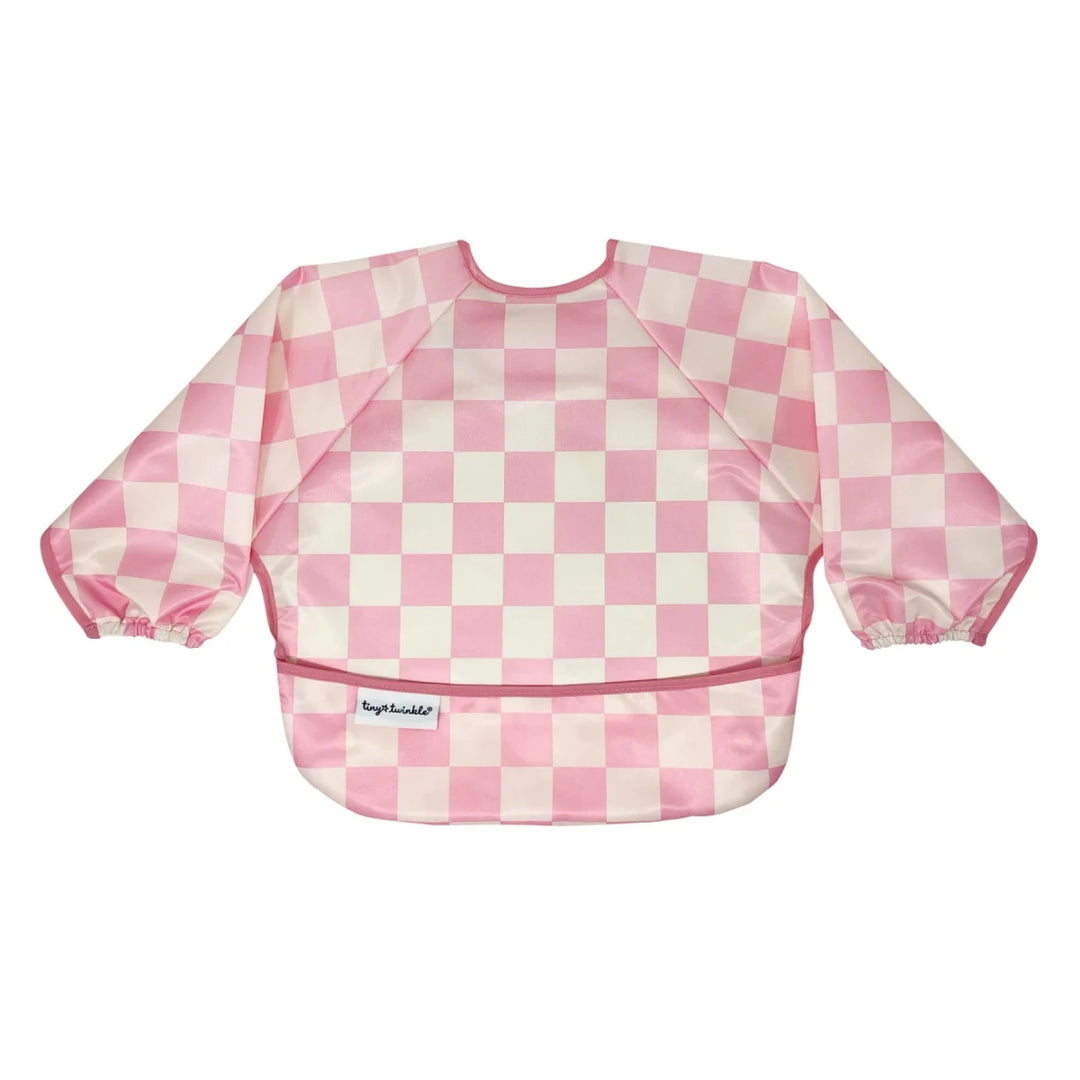 Tiny Twinkle Mess - proof Full Sleeve Bib 6 - 24M Pink Checkers - Image 12
