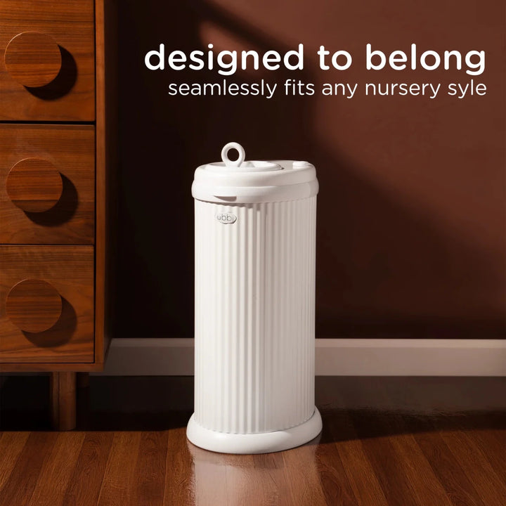 Ubbi - Fluted Diaper Pail Diapering Matte White - Image 3
