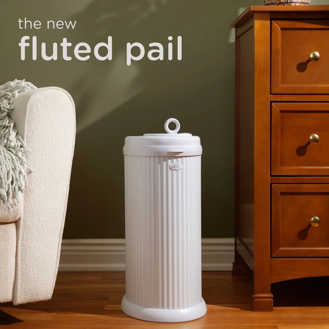 Ubbi - Fluted Diaper Pail Diapering Matte White - Image 2
