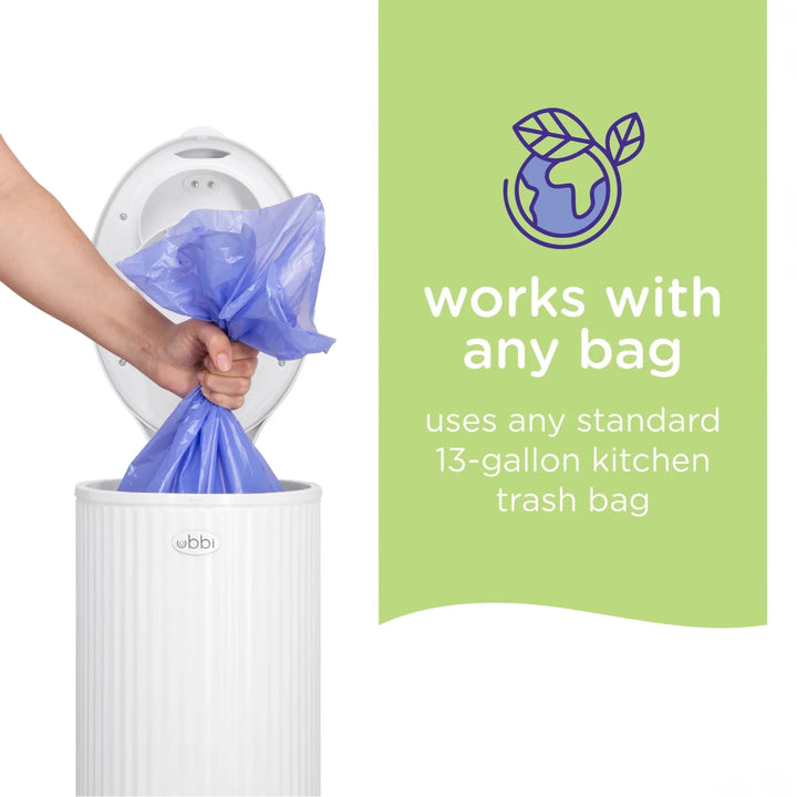 Ubbi - Fluted Diaper Pail Diapering Matte White - Image 8