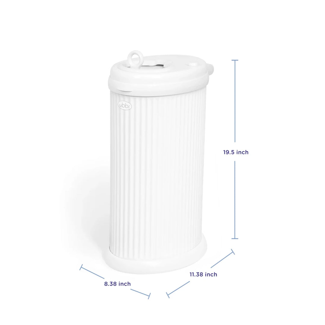 Ubbi - Fluted Diaper Pail Diapering Matte White - Image 4