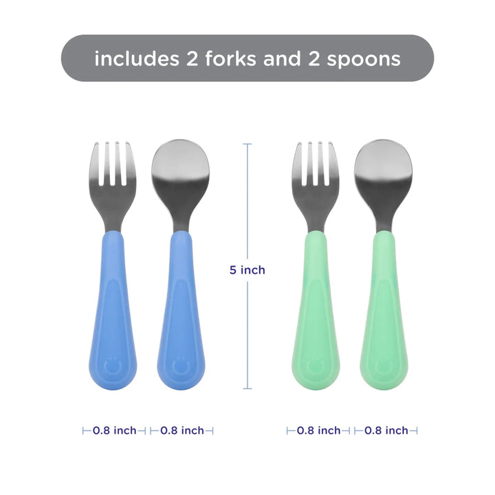 Ubbi Stainless Steel Utensil Set 4-Pack Smoothie & Sugar Snap - Image 3