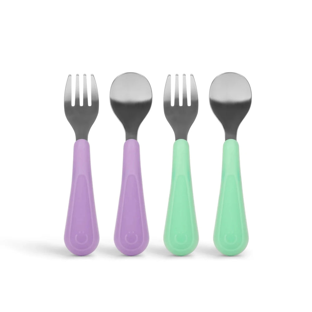 Ubbi Stainless Steel Utensil Set 4-Pack Smoothie & Sugar Snap - Image 2