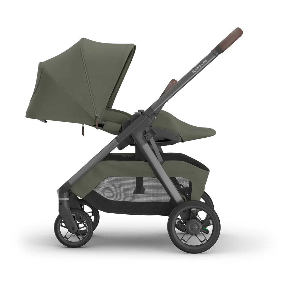UPPAbaby Kona Mid Size Stroller Baby Strollers Evelyn Meadow Green | Carbon Frame - Image 15