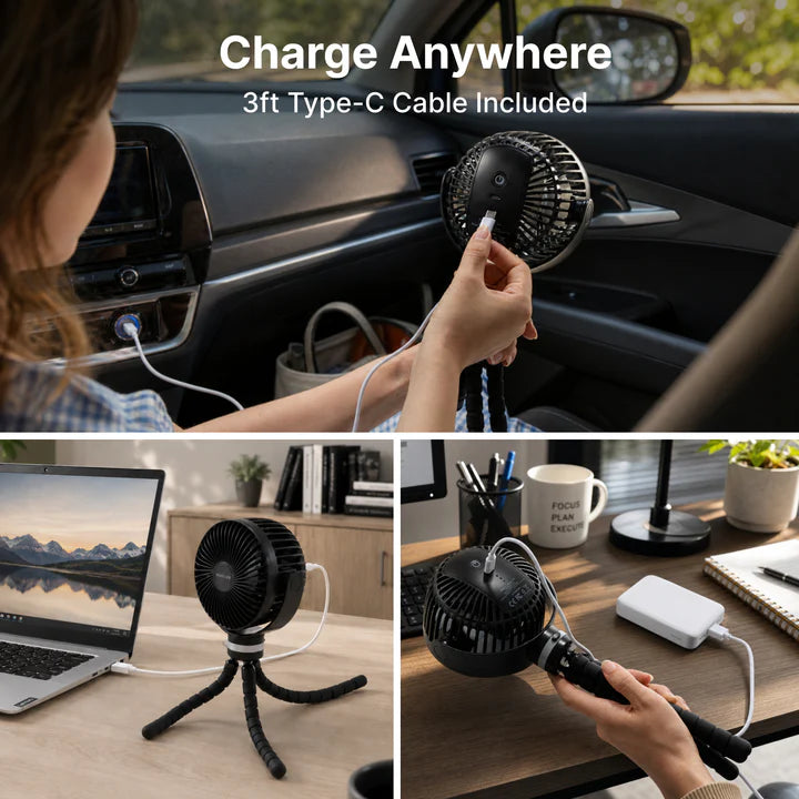 Momcozy USB Rechargeable Handheld Cooling Fan for Travel - Black
