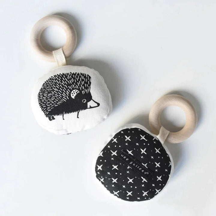 Wee Gallery Organic Cotton Teether With Wooden Ring