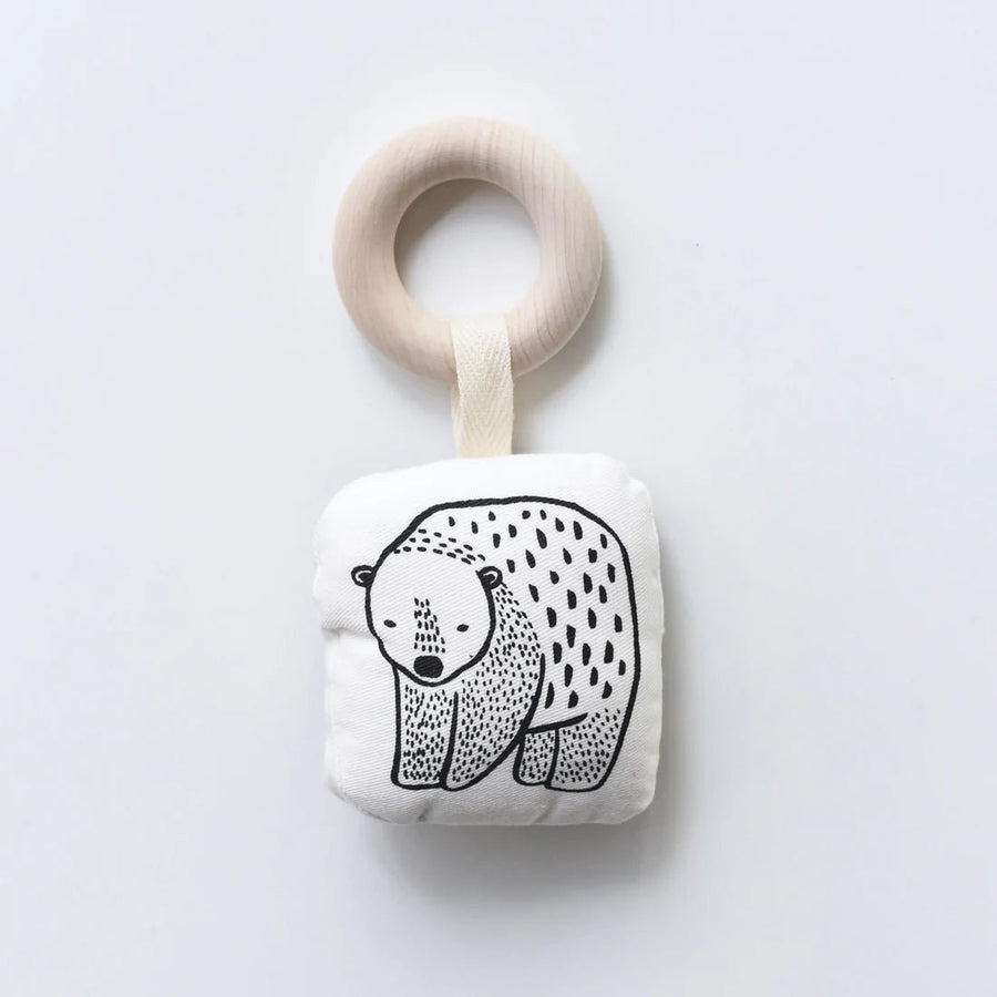 Wee Gallery Organic Cotton Teether With Wooden Ring