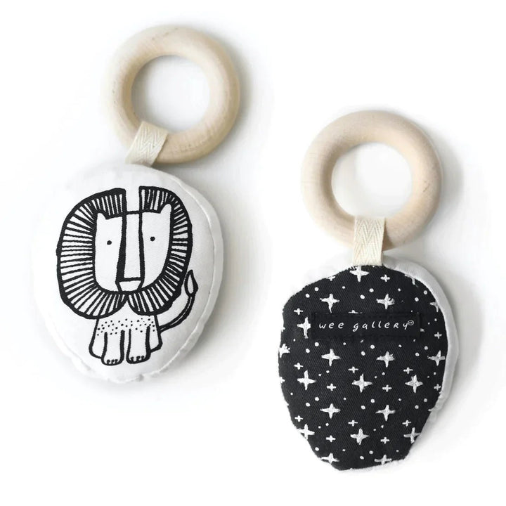 Wee Gallery Organic Cotton Teether With Wooden Ring