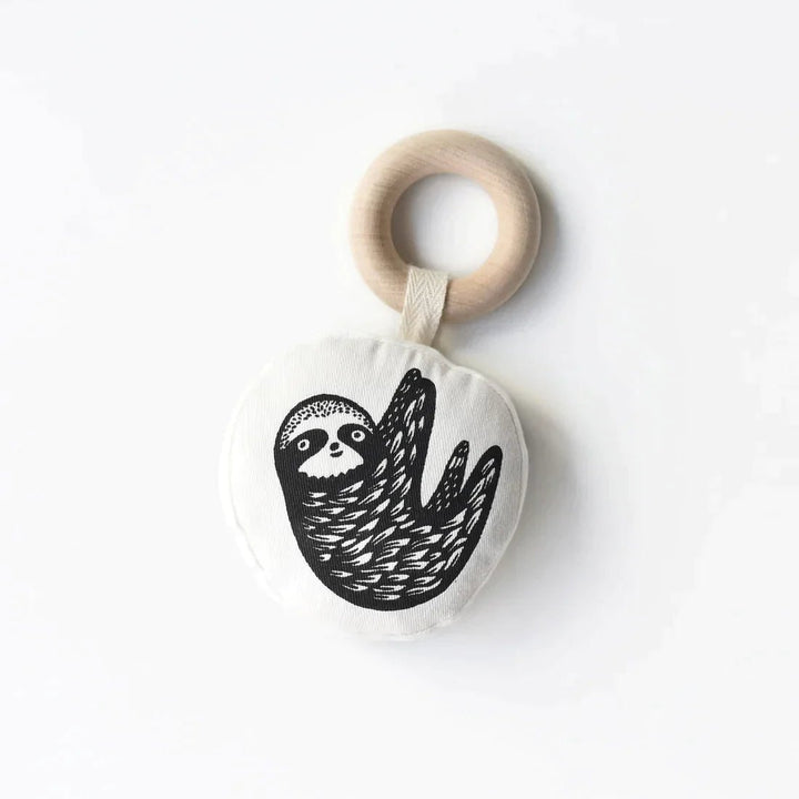 Wee Gallery Organic Cotton Teether With Wooden Ring