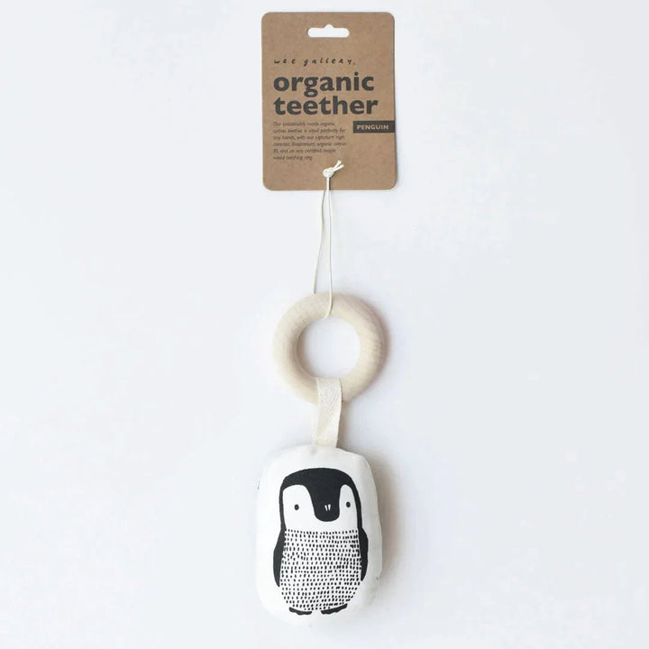 Wee Gallery Organic Cotton Teether With Wooden Ring