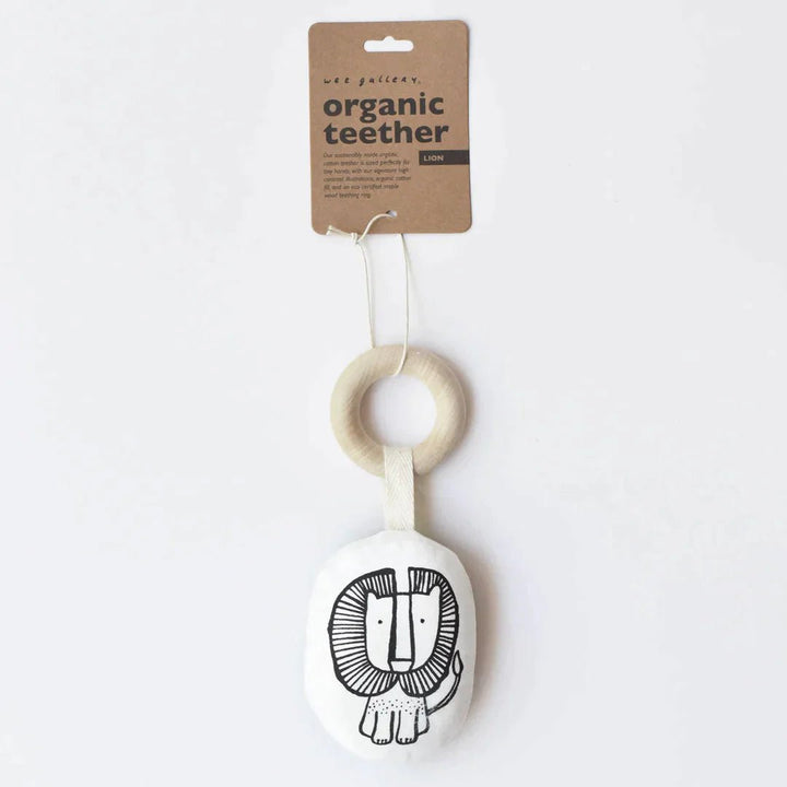 Wee Gallery Organic Cotton Teether With Wooden Ring