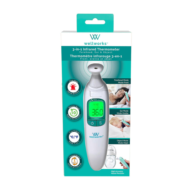 wellworks Wellworks 3in1 Ear, Forehead & Object Infrared Thermometer