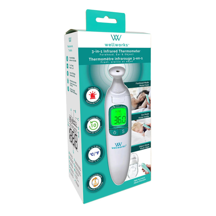 wellworks Wellworks 3in1 Ear, Forehead & Object Infrared Thermometer