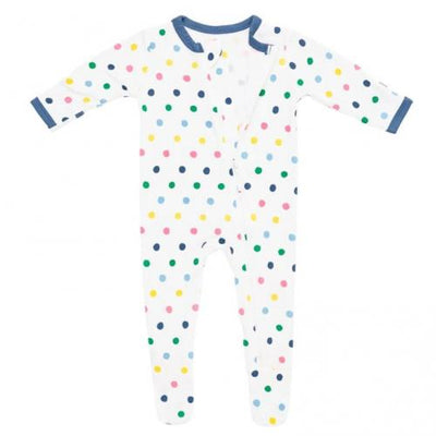 Zippered Footie 3-6m Spring Polka Dots