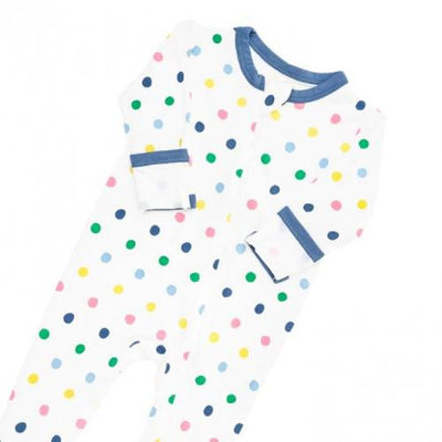 Zippered Footie 3-6m Spring Polka Dots