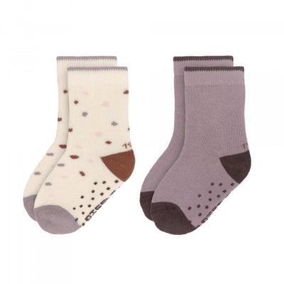 Anti-Slip Socks (2pcs) - Tiny Farmer- Lilac  2-3 yrs