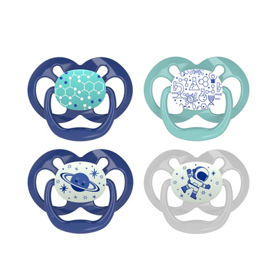 Advantage Pacifier Glow In The Dark -Stage 2 - 6-18m 4 pack Blue