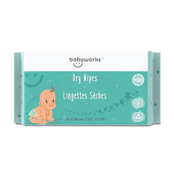 Biodegradable Viscose Dry Baby Wipes - 100 pk