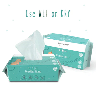 Biodegradable Viscose Dry Baby Wipes - 100 pk