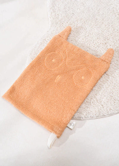 100% Organic Cotton wash Glove  Owl