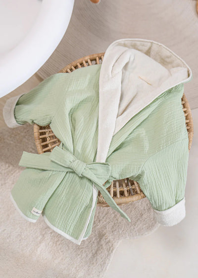 100% Organic Cotton Bathrobe Seafoam 4Y