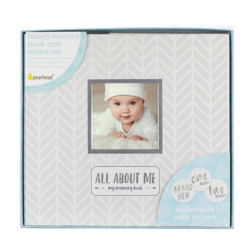 Baby Memory Book & Sticker Set - White/Grey