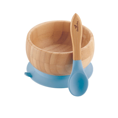 Baby Bamboo Suction Bowl+Spoon  Blue