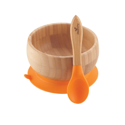 Baby Bamboo Suction Bowl+Spoon - Orange