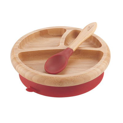 Baby Bamboo Suction Plate+Spoon - Magenta
