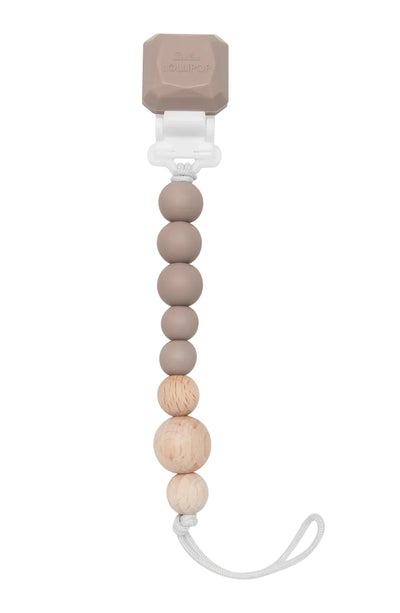 Pacifier Clip  Pop Silicone & Wood  Mushroom