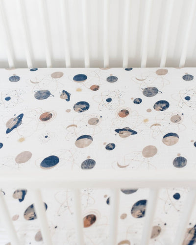 Cotton Muslin Crib Sheet Planetary