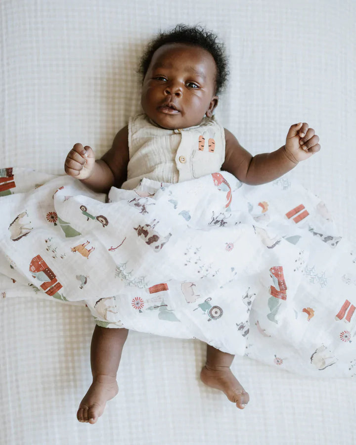 little unicorn Cotton Muslin Swaddle Blanket