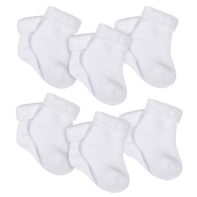6-Pack Baby Neutral White Crew Socks PREEMIE