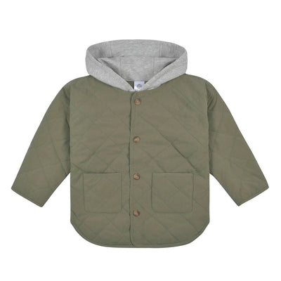 Toddlers Boys Green Quilted Hooded Jacket Set 2T