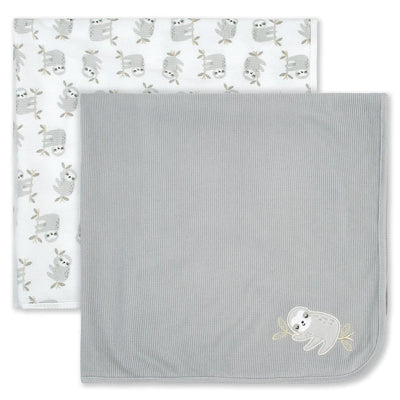 Just Born 2-Pack Baby Neutral Sloth Thermal Blankets