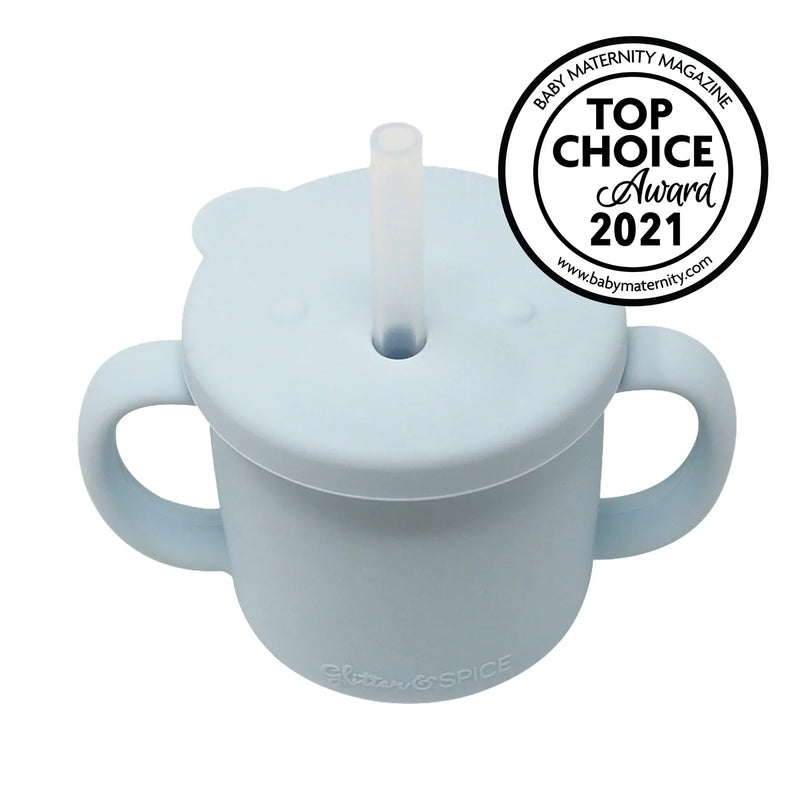 Grow With Me Silicone Bear Cup-Ice Blue