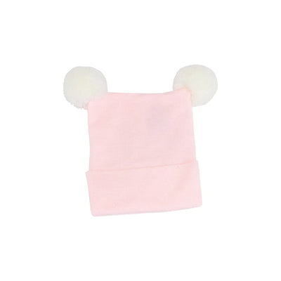 Newborn Hat Double Pompom Pink