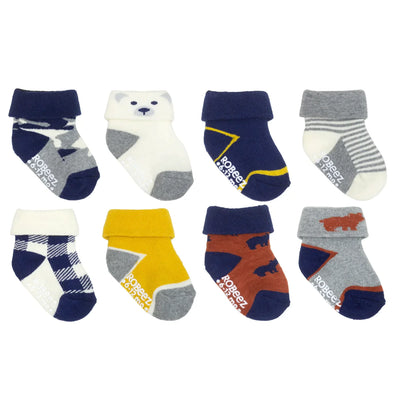 8 Pack Infant Socks - Beary Cute 0-6M