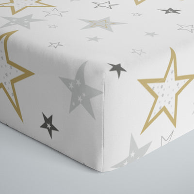 Crib Sheet Percale Multi Golden Stars
